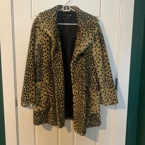 Silk lined oversized cheetah winter coat